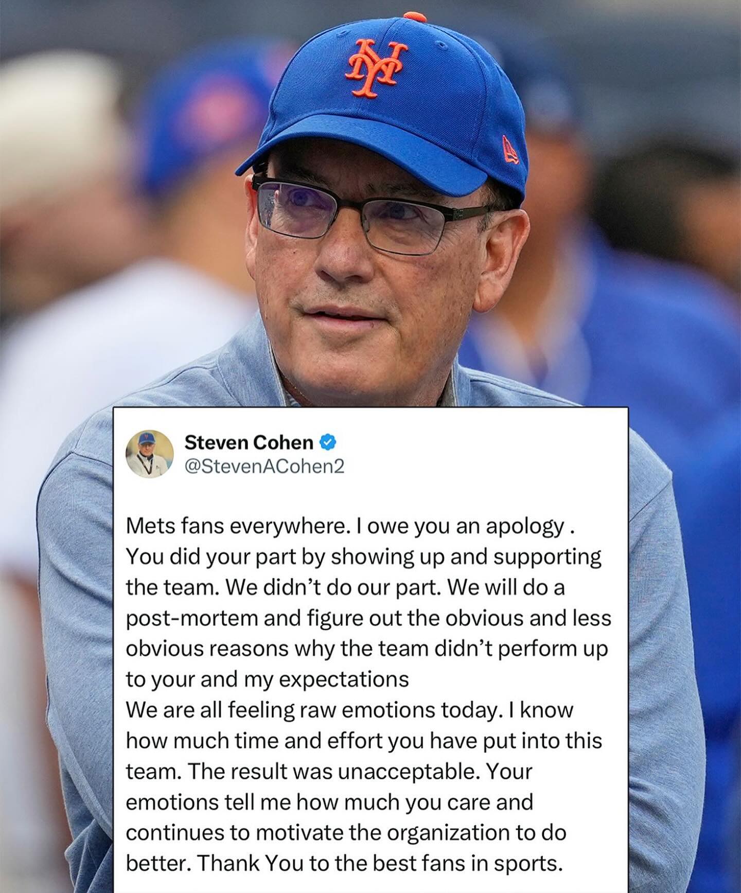 Steve Cohen issues an apology to Mets fans. ✍️ 
•
#mets #nymets #metsgonnamet #baseball #mlbpostseason
