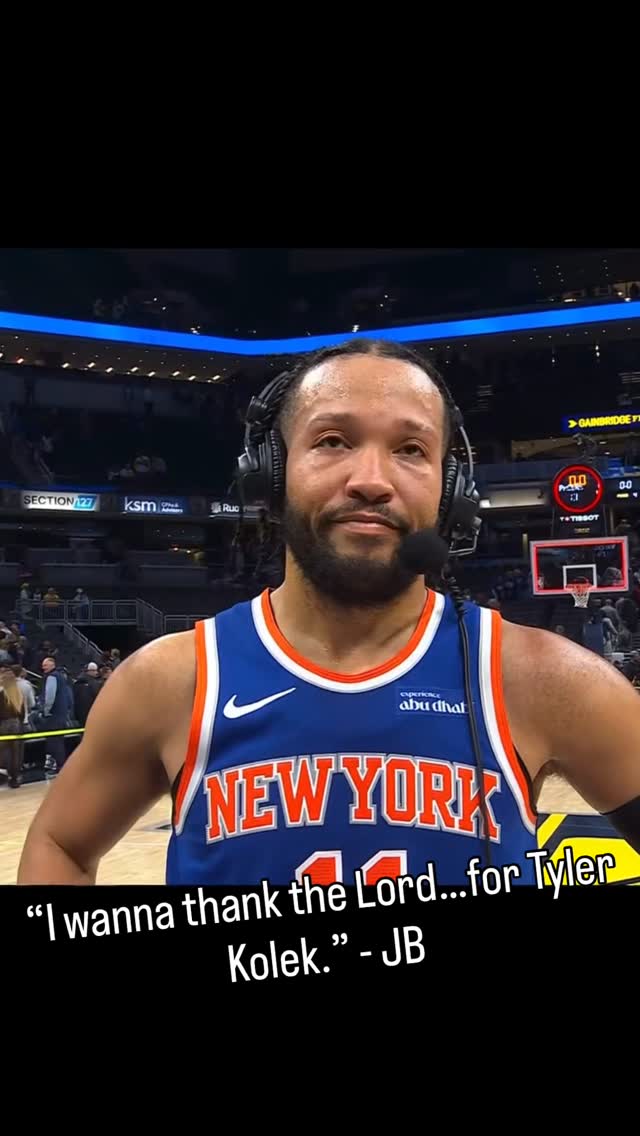 “I wanna thank the Lord...for Tyler Kolek. For playing the way he’s playing.. and saving me”. -Jalen Brunson 
•
@jalenbrunson1 @tyler_kolek 
#jalenbrunson #nyknicks #nba #knicks