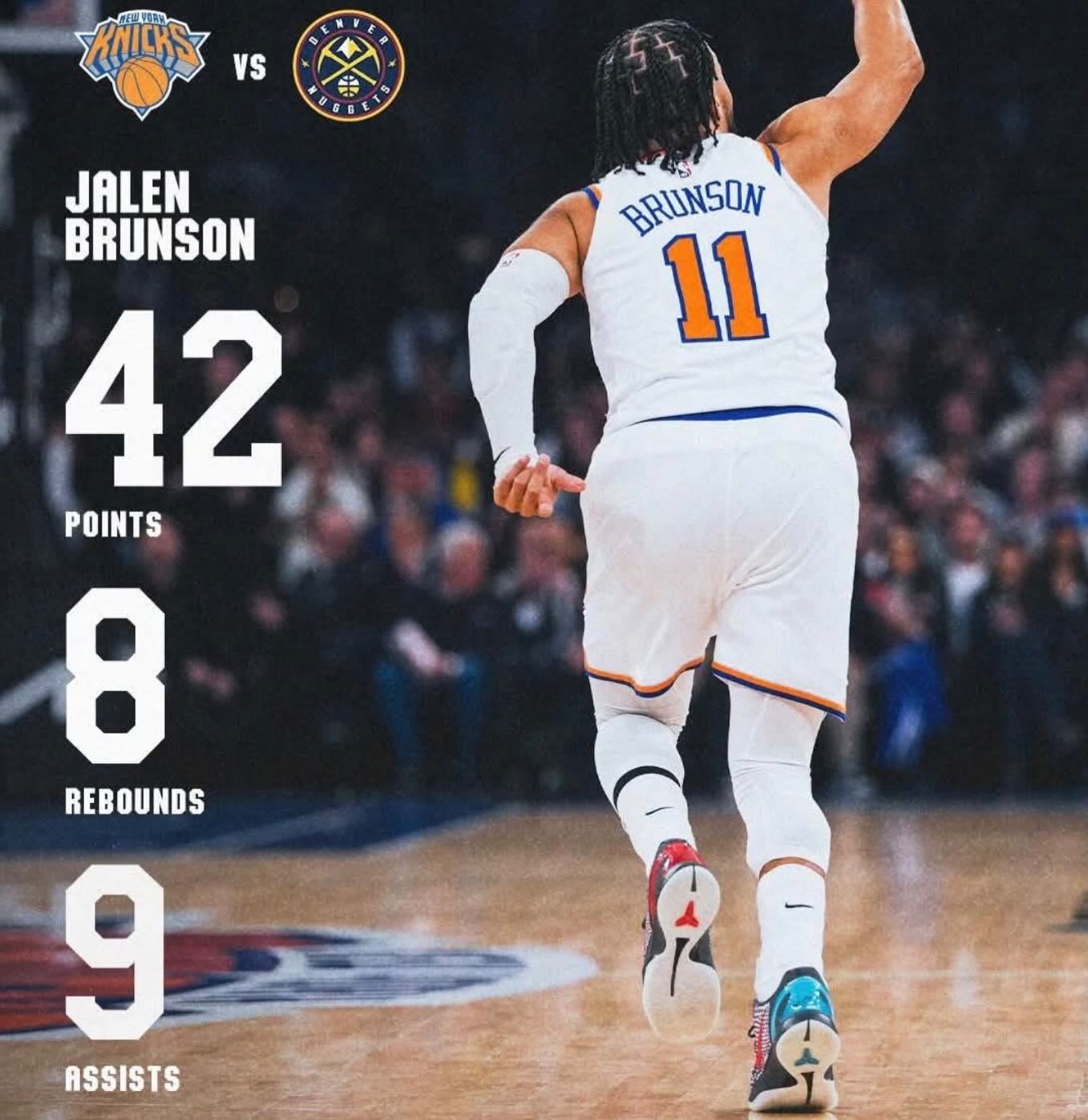 DOUBLE OT DUB! Knicks haven’t lost since The Captain had a closed door, players only meeting. That is leadership and leading by example. 
•
•
#knicks #jalenbrunson #nba #nikolajokić #brunson