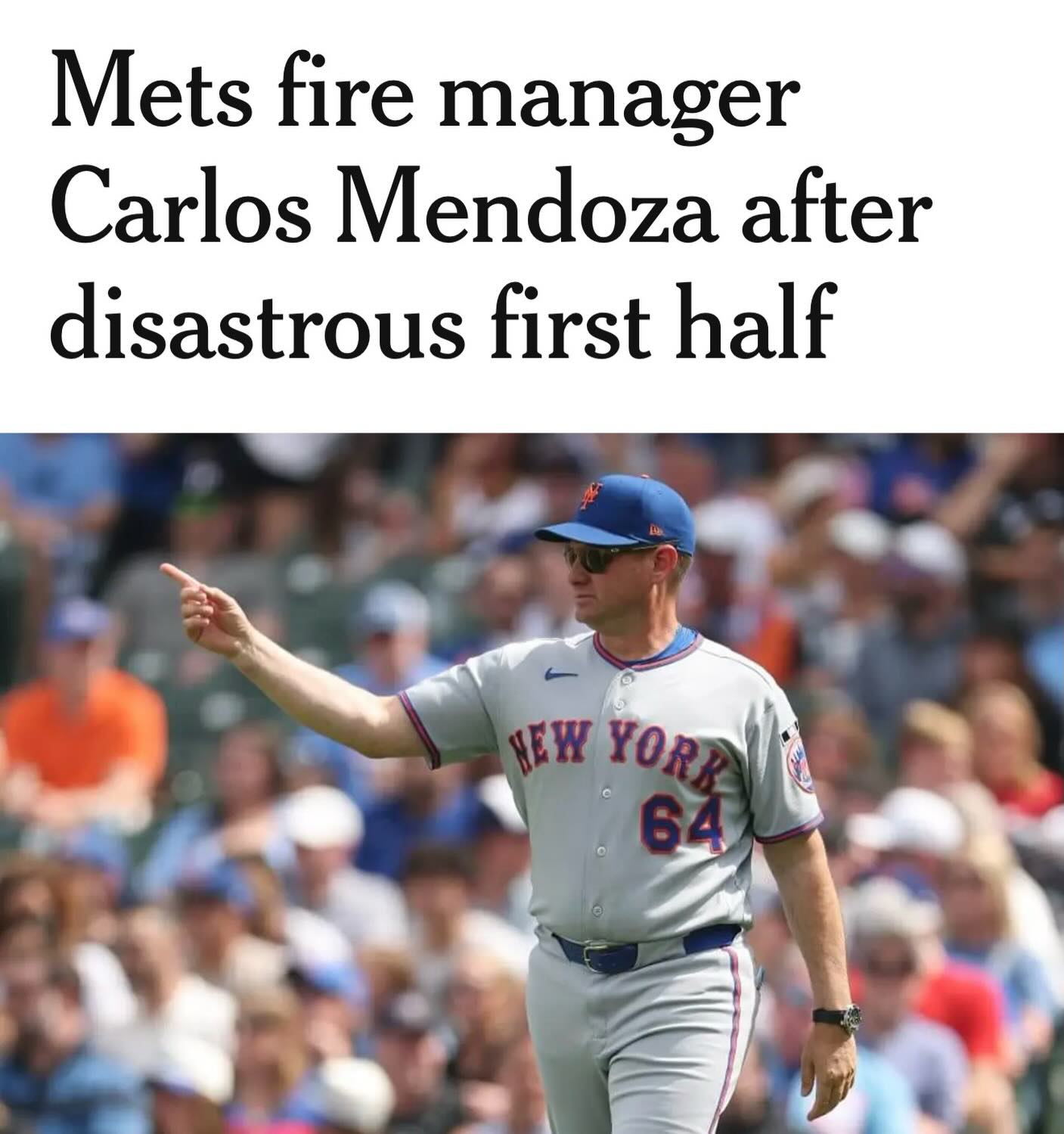 Mets fire Mendoza after a dismal start. 
•
•
#mets #mlb #nymets #carlosmendoza #mlbnews