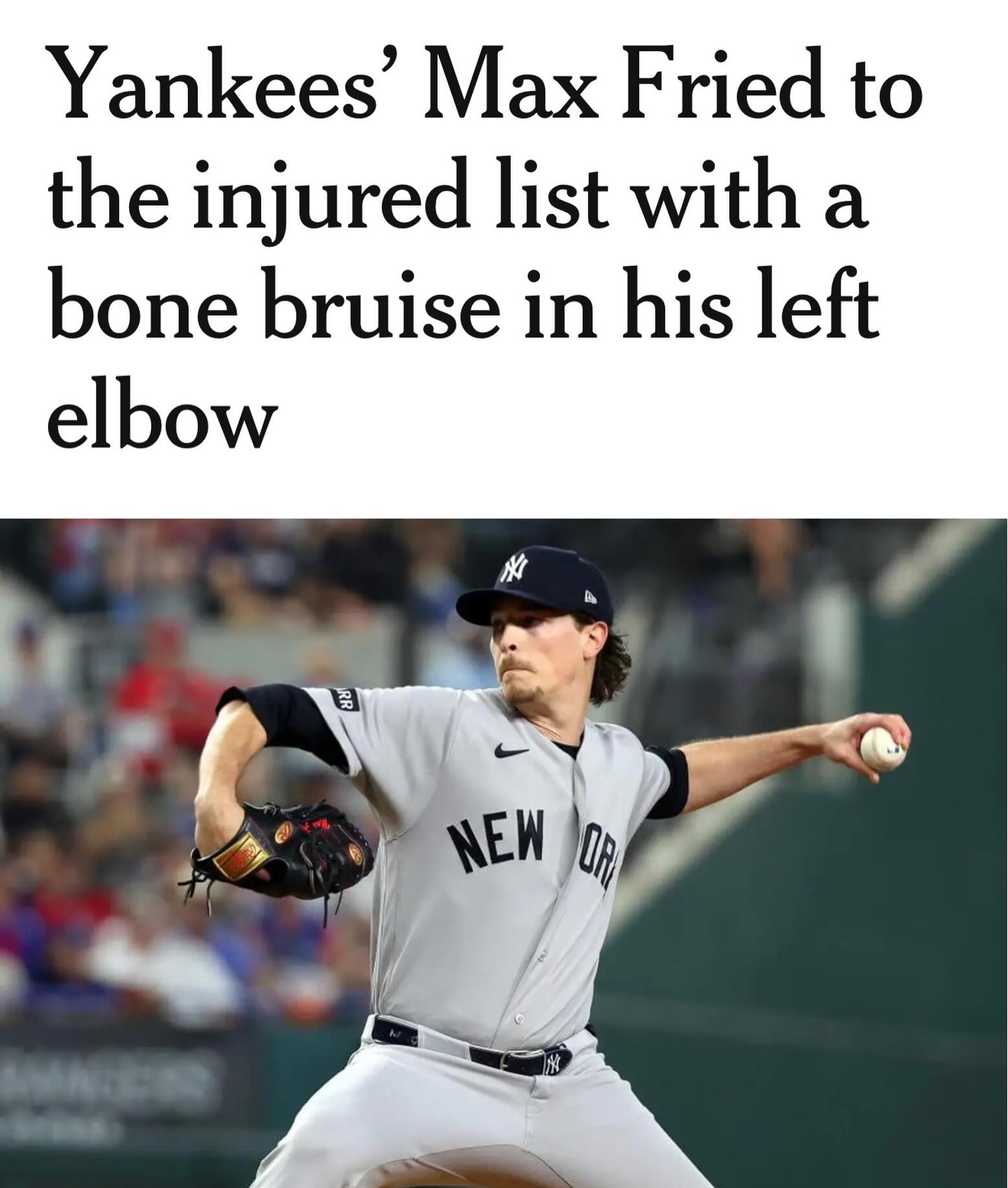 Yankees place Fried on the IL. 
•
•
#yankees #yankeesnews