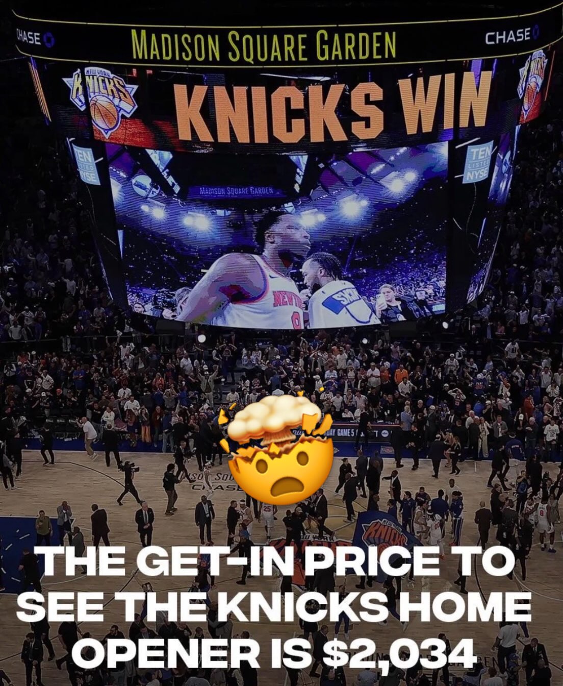 One for the record books! Wow! 💰 ✌🏼 💰 
•
•
#nba #nyknicks #knicks #nbaopeningnight #lebron